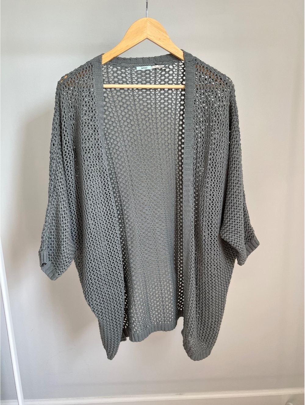 Kimchi Blue Gray Open Knit Cardigan S Oversized Dolman Sleeve Boho Cover Up